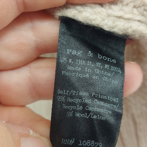 rag & bone cashmere cowlneck oversized sweater Cream XXS - Picture 5 of 5